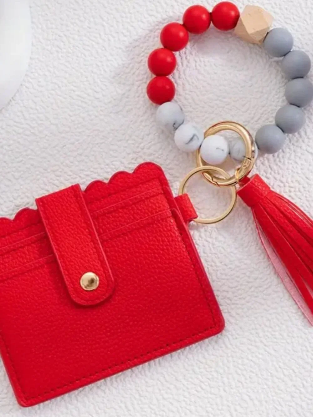 Assorted colored wallets with Beaded Silicon Wristlet Keychains B24